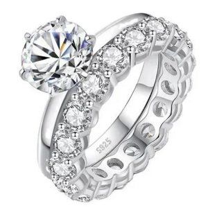 Certified 2ct. t.w. Diamond Moissanite Wedding Ring Set NEW